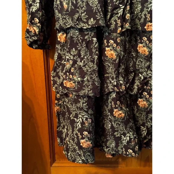 Wrangler Retro Floral Print Tiered Ruffle Dress Womens XL Long Sleeve - Picture 6 of 9